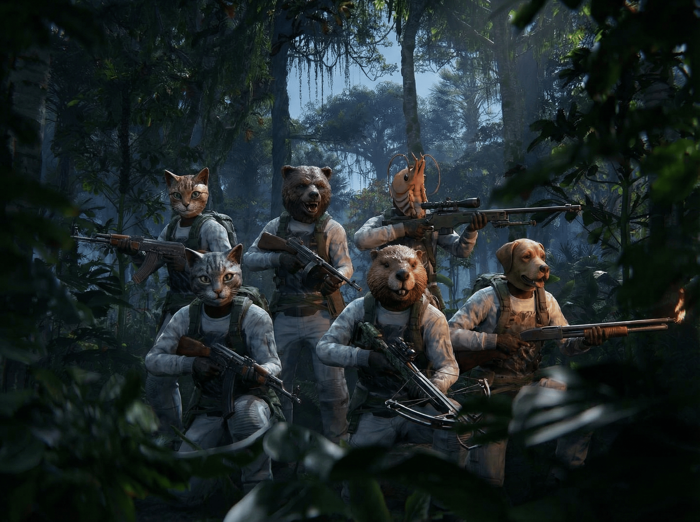 cinematic gaming room setup with RGB lighting, multiple monitors, dark atmospheric lighting, professional esports environment